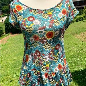 Anthropologie peplum floral tee M